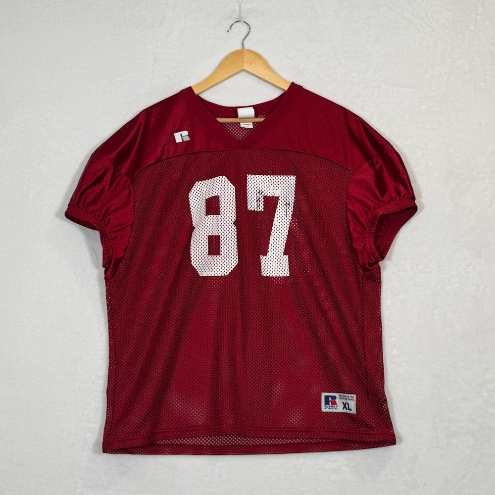 Russell Athletic Mens XL Maroon Mesh Football Jersey Number 87 Practice Shirt